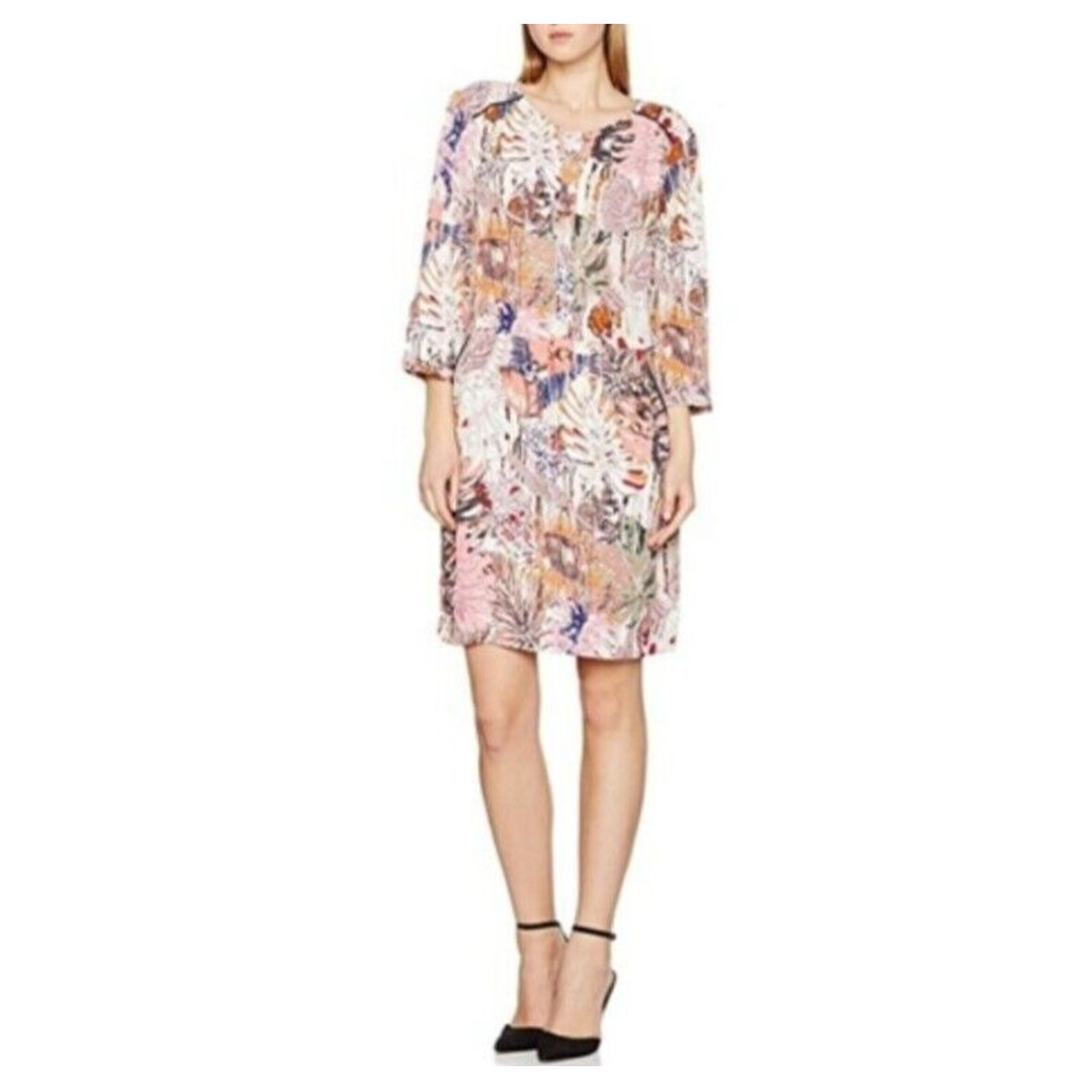 COSTER COPENHAGEN Resortwear Size 34 XS Tropical Print Dress Pockets 3/4 Sleeve